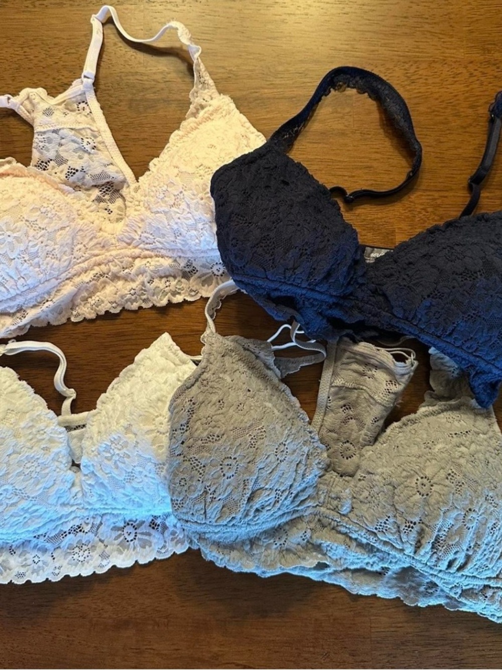 aerie Lace Bralette Set — Black, Cream, Beige, Light Pink